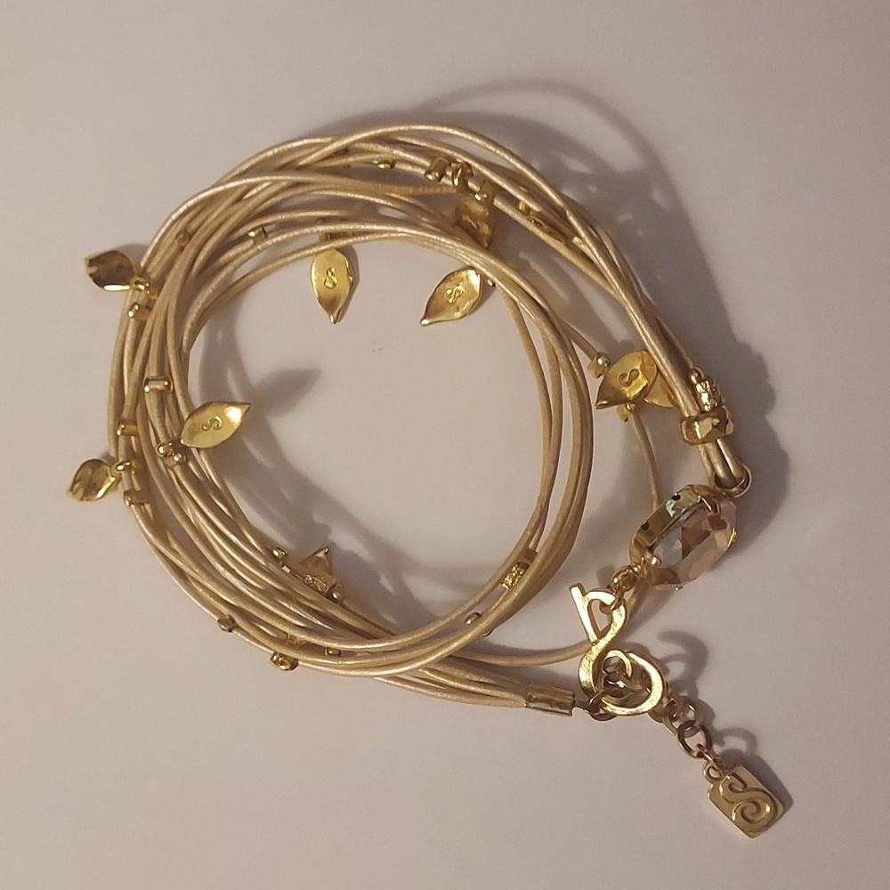 SEA Smader Eliasaf Swarovski stone Wrap gold leaf bracelet handmade multi strand